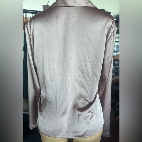 Express Pink Long Sleeve Tie-Front Button Down - Picture 2 of 2